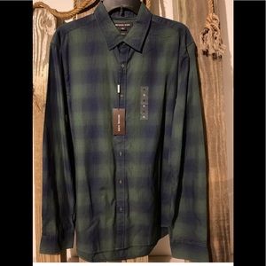 Michael Kors Men Green Long Sleeve Button Shirt XL